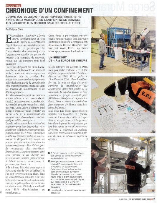 OREM ASTRE la presse en parle